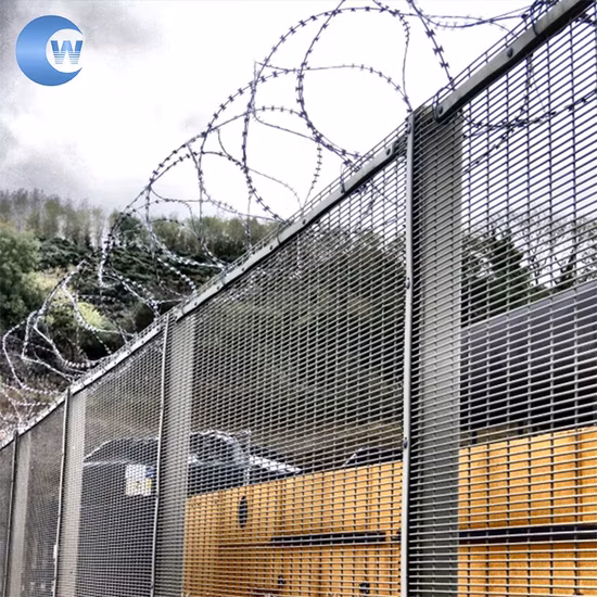 Perímetro de seguridad galvanizado 358, vista clara, malla de alambre soldado, Panel de valla de seguridad de límite antiescalada de Metal para prisión de aeropuerto fronterizo