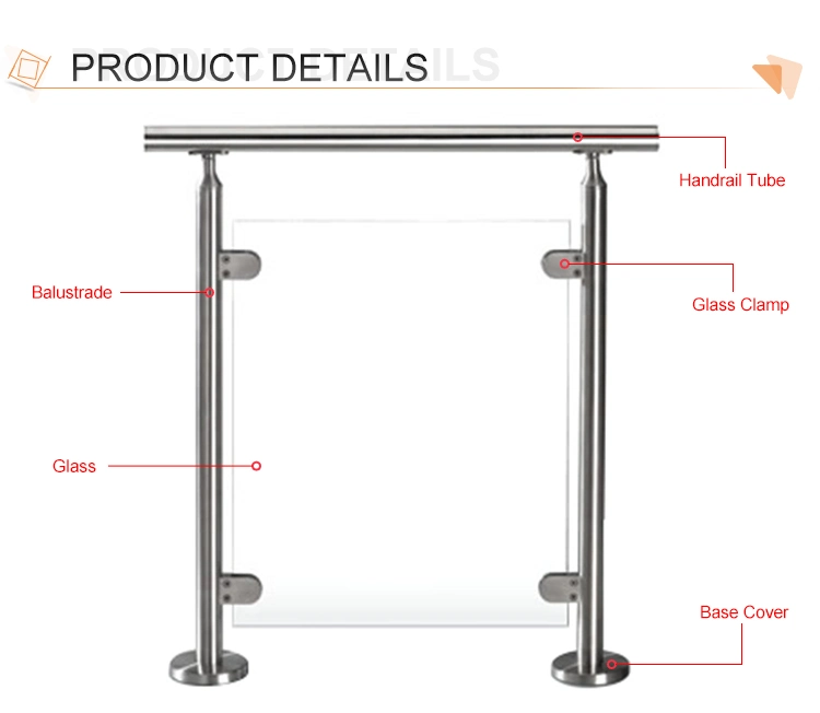 Promotion Post Handrail The Balcony Guardrail Glass Stainless Steel Balustrade