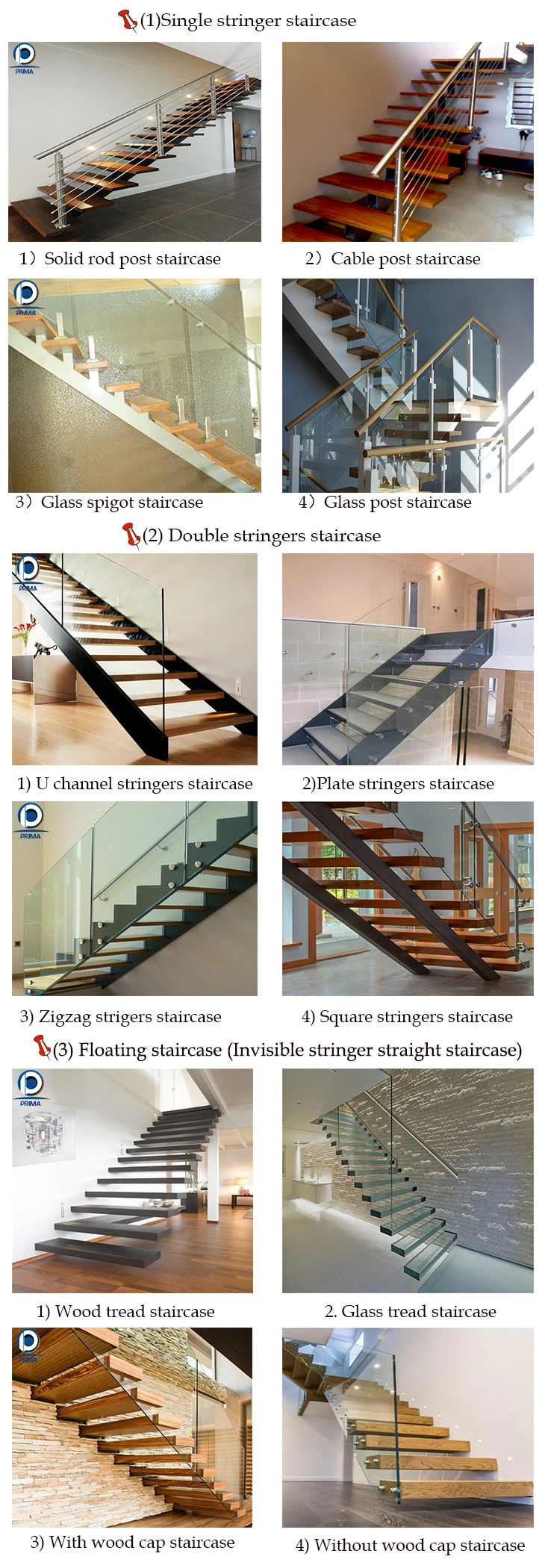 Prima High Metal Stair Customized Interior Straight Staircase