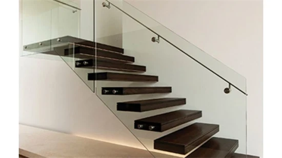 Escalera interior de acero y metal Escalera flotante LED con escalón de madera